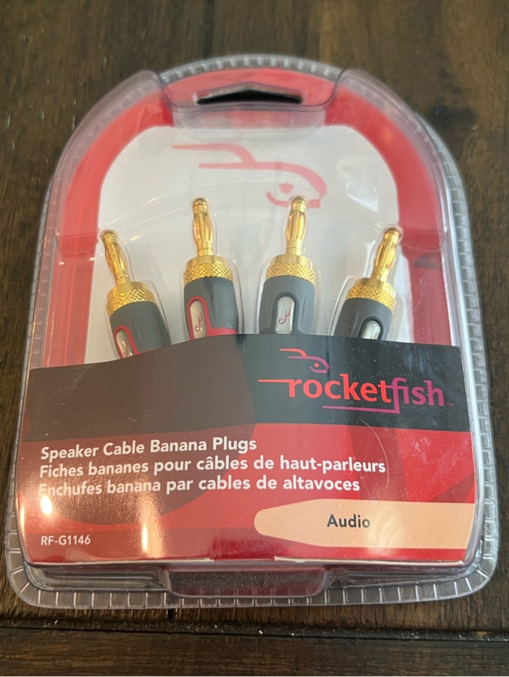 Rocketfish Speaker Cable Banana Plugs RF G1146 Gold Plated Pack Audio Connectors